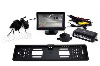 AMIO Parking senzori x4, bijeli, 22 mm, TFT01 4,3", buzzer, CAM-402 kamera za rikverc